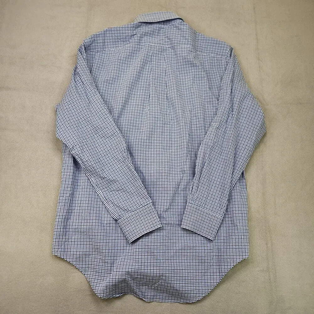 Lauren Ralph Lauren Button Down Dress Shirt Men's 15 32/33 Blue Gingham Non-Iron